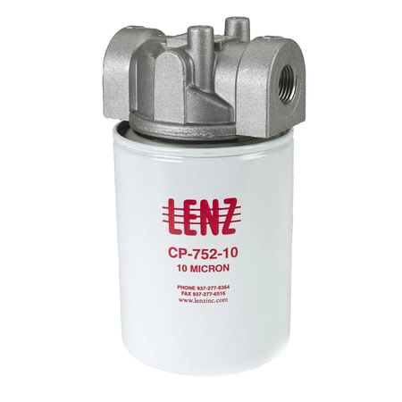 LENZ Filter Assembly Spin-On, 10 Micron, 20 Gpm, 100 PSI, 3/4 NPTf Port 221005